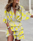 V-Neck Ruffled Mini Dress