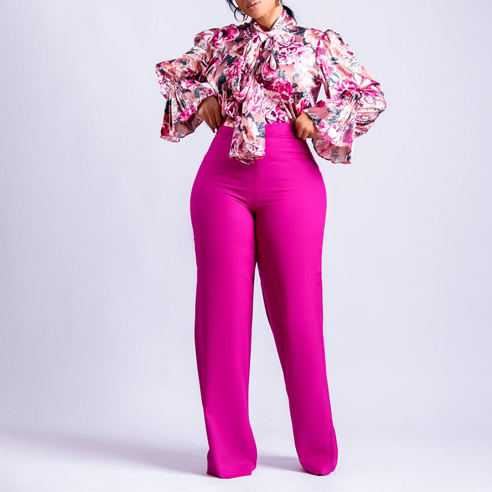 Flower Print  2pcs Pants Set