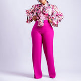 Flower Print  2pcs Pants Set