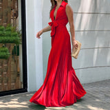 Pleated Lace Up Jumpsuit