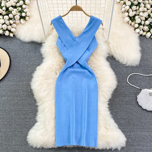 Knit Sleeveless Midi Dress - Veira Trending Shop