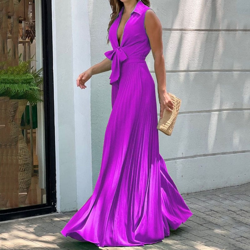 Pleated Lace Up Jumpsuit