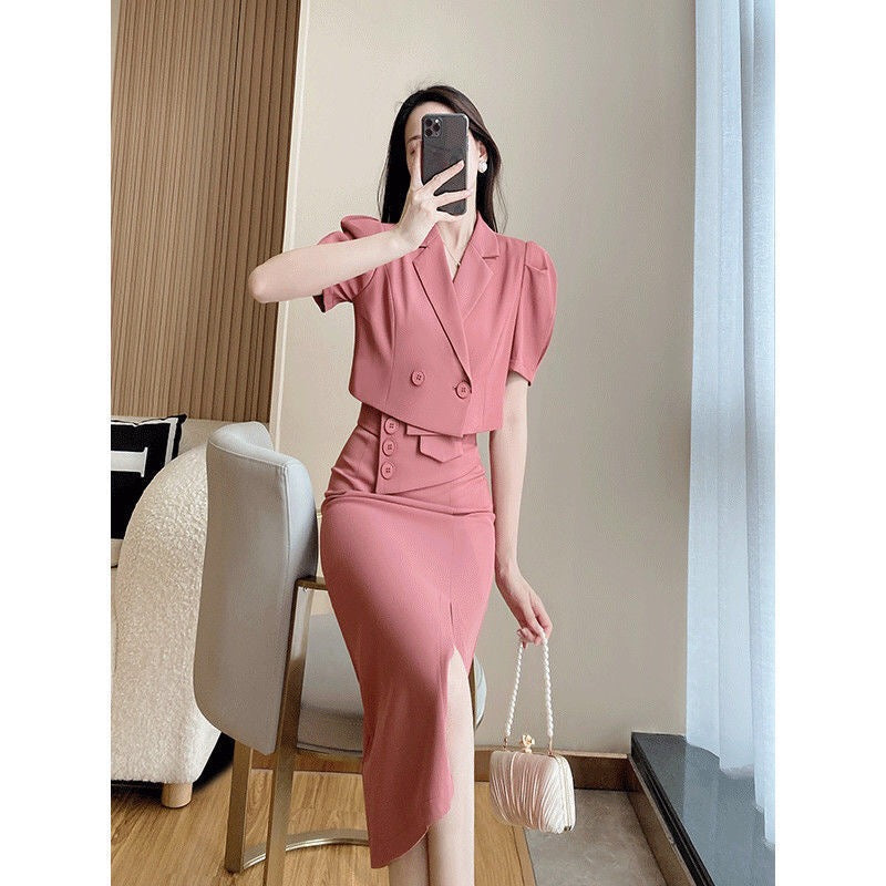 Formal Coat + Slit Skirt 2pcs Set - Veira Trending Shop
