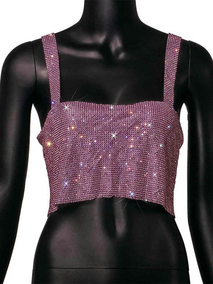 Bling Rhinestones Party Crop Top - Veira Trending Shop