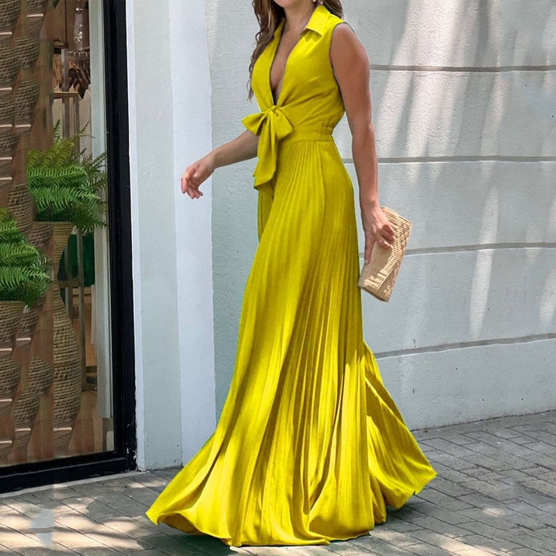 Pleated Lace Up Jumpsuit