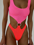 One Piece Textured Swimsuit - Veira Trending Shop