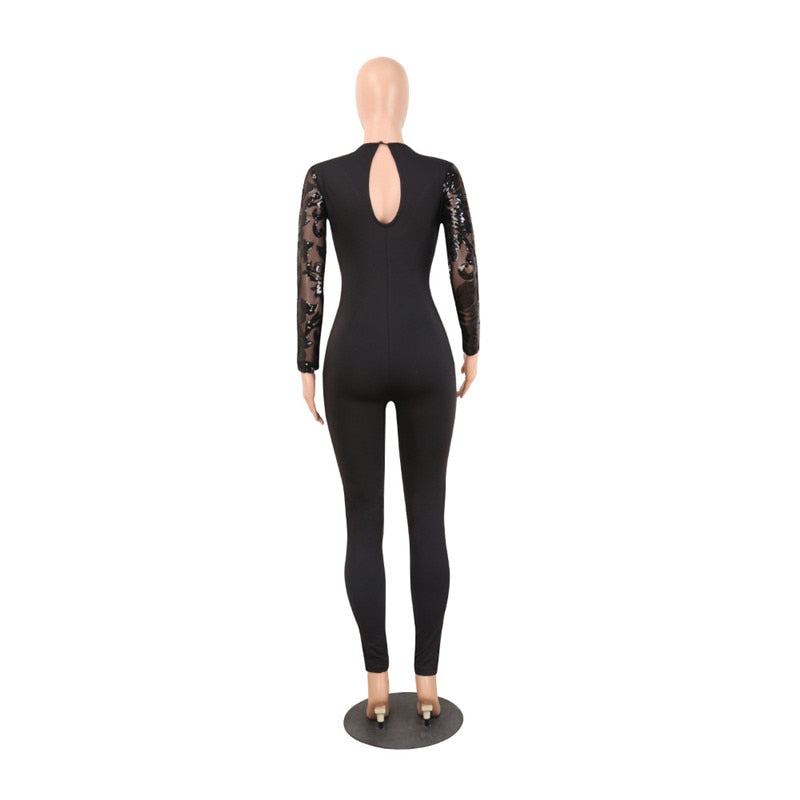 Long Sleeve Sparkly Jumpsuit - Veira Trending Shop