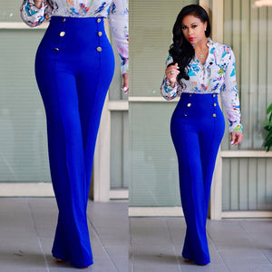 High Waist Pants with Botton Decor - Veira Trending Shop