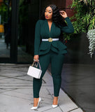 Long Sleeve Blazers 2Pcs Office Set - Veira Trending Shop
