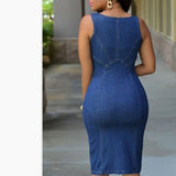 Slim Zipper Denim Dress - Veira Trending Shop