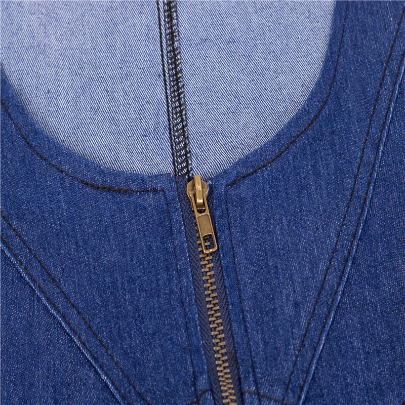 Slim Zipper Denim Dress - Veira Trending Shop