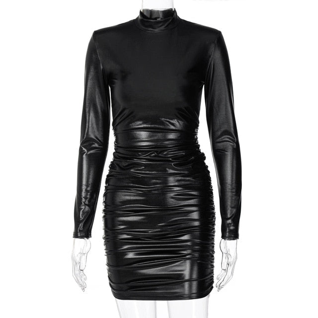 Pu Leather Mini Dress - Veira Trending Shop