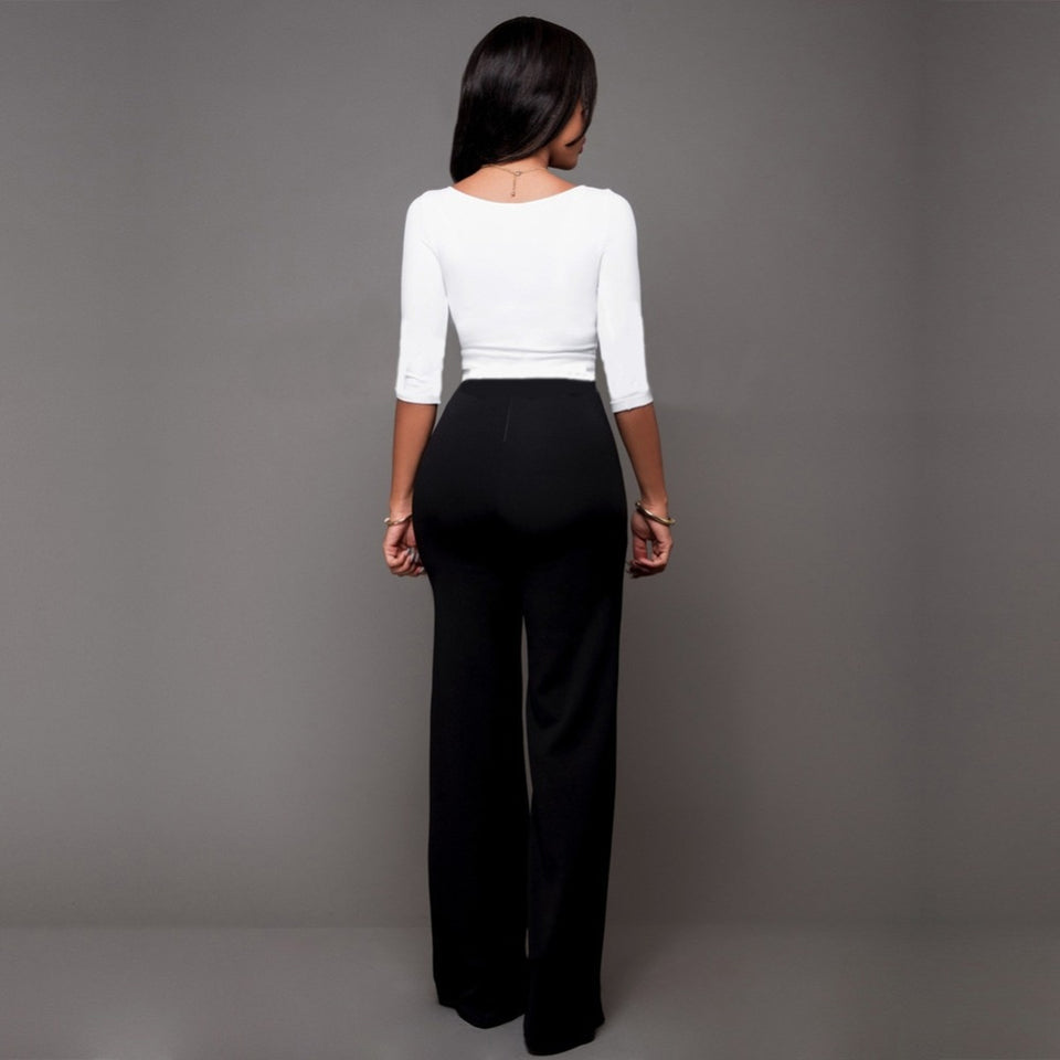 High Waist Pants with Botton Decor - Veira Trending Shop
