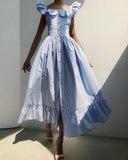 Striped Ruffles Maxi Dress - Veira Trending Shop