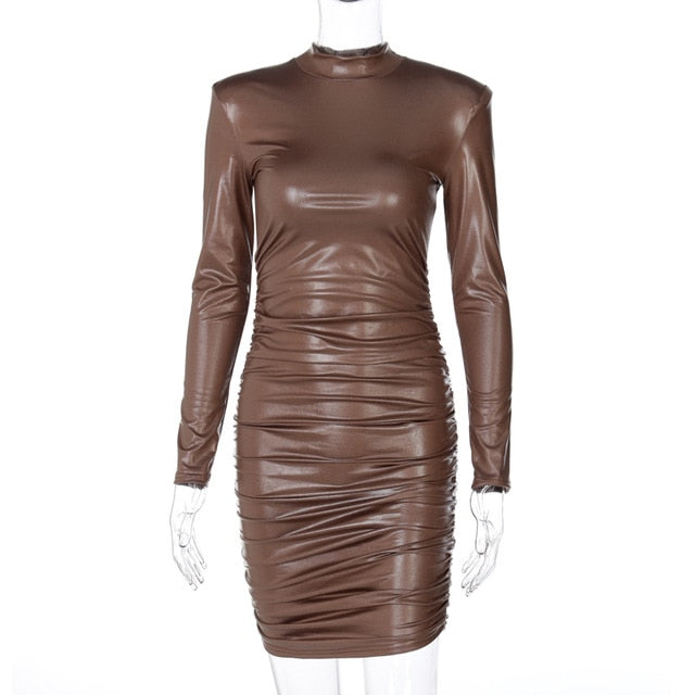 Pu Leather Mini Dress - Veira Trending Shop