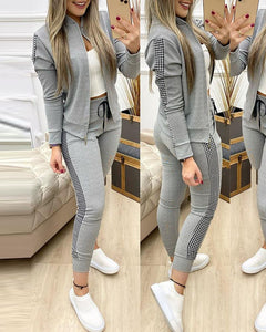 Zipper Top And Pants Set - Veira Trending Shop