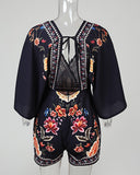 Floral Half Sleeve Romper - Veira Trending Shop