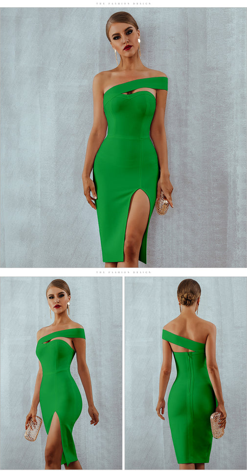 One Shoulder Strapless Bandage Dress - Veira Trending Shop