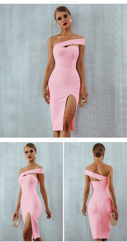 One Shoulder Strapless Bandage Dress - Veira Trending Shop