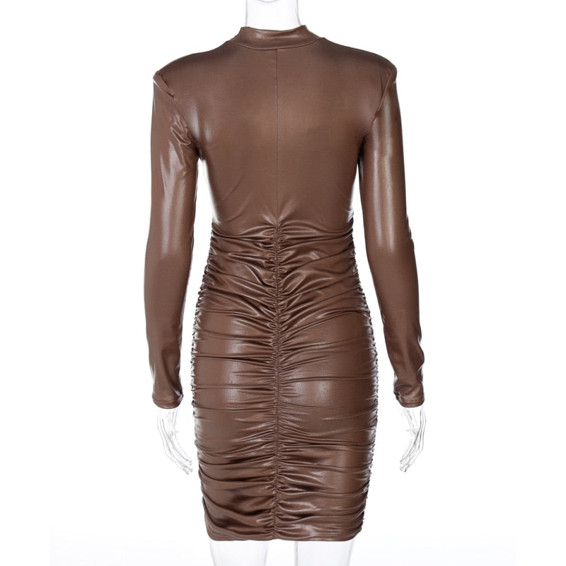 Pu Leather Mini Dress - Veira Trending Shop