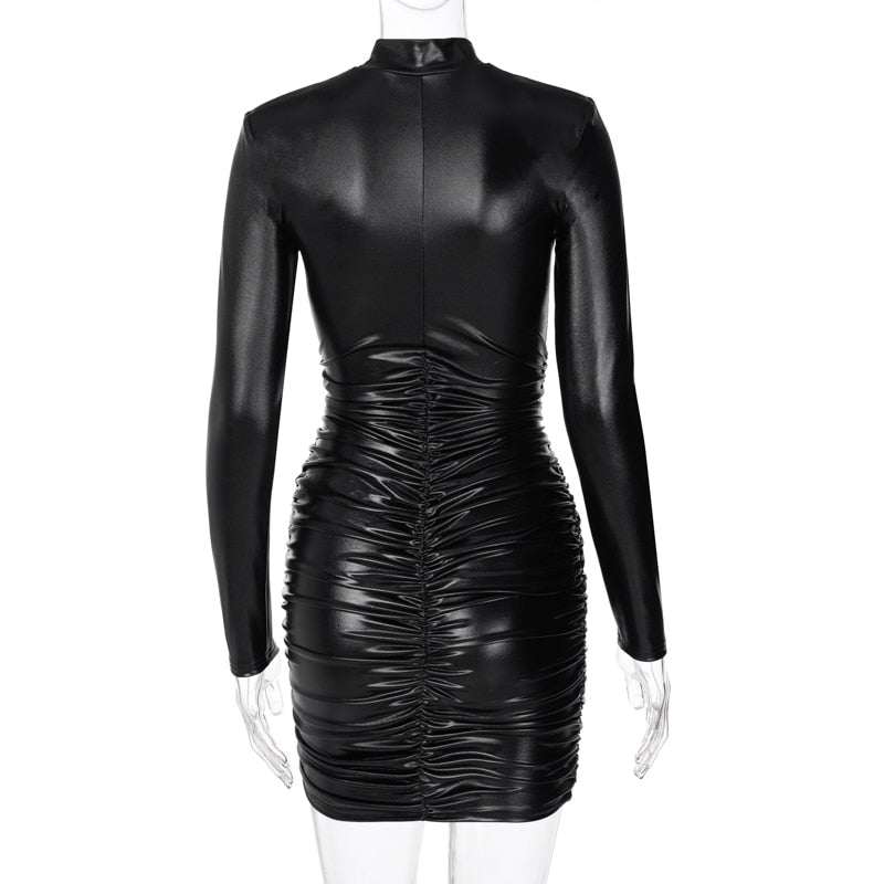 Pu Leather Mini Dress - Veira Trending Shop
