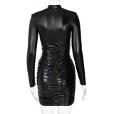 Pu Leather Mini Dress - Veira Trending Shop