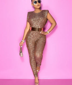 Glitter Sleeveless Party Jumpsuit - Veira Trending Shop