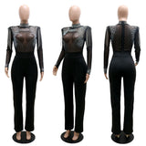 Hot Drill Mesh Shoulder Jumpsuit - Veira Trending Shop