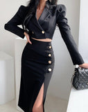 Formal Coat + Slit Skirt 2pcs Set - Veira Trending Shop