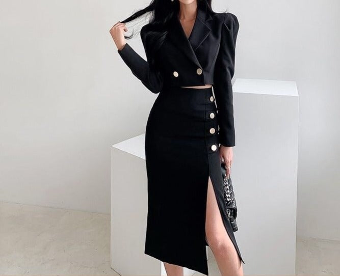 Formal Coat + Slit Skirt 2pcs Set - Veira Trending Shop