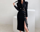 Formal Coat + Slit Skirt 2pcs Set - Veira Trending Shop