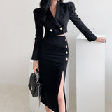 Formal Coat + Slit Skirt 2pcs Set - Veira Trending Shop