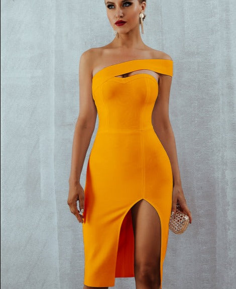 One Shoulder Strapless Bandage Dress - Veira Trending Shop