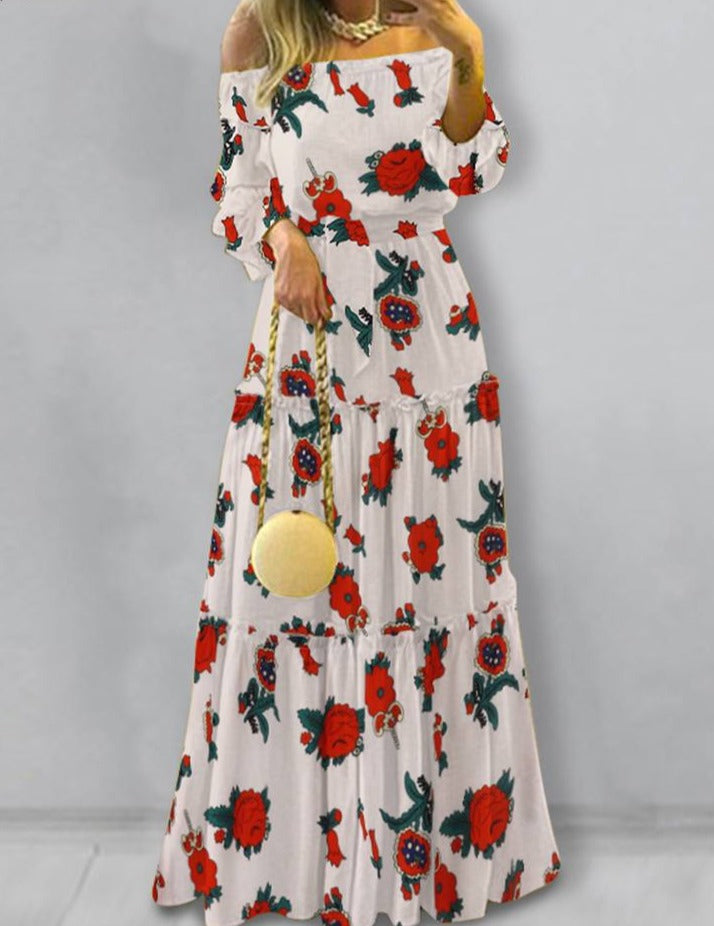 Off Shoulder Bohemian Maxi Dress - Veira Trending Shop