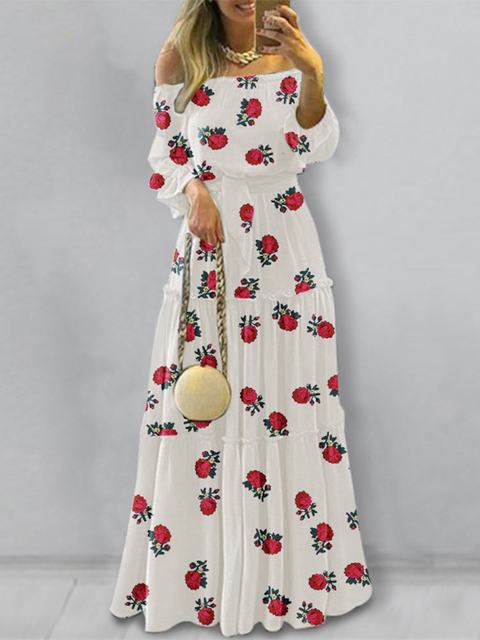 Off Shoulder Bohemian Maxi Dress - Veira Trending Shop